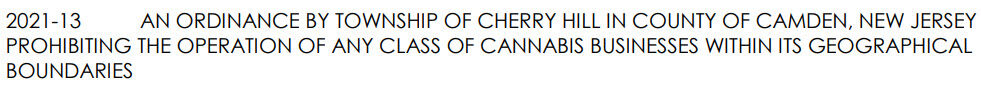 CHERRY HILL CANNABIS ORDINANCE FROM AGENDA